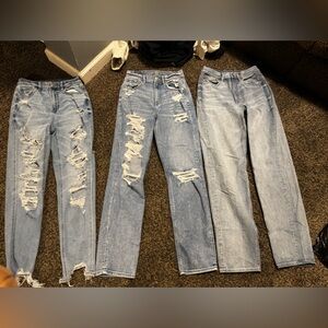 American Eagle Outfitters Light Blue Distressed Straight Leg Jeans